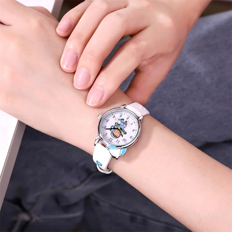 Synoke детские часы для мальчиков мультфильм Reloj De Ninos дети кожаный ремень синий милый мода маленькая девочка подарок часы