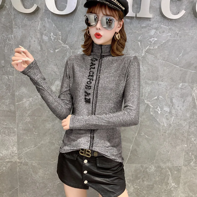 

Plus Fashion Clothes Woman 2020 Trendy Worded T Shirts For Women Long Sleeve Casual Tops Autumn New Print Women Turtleneck Shirt