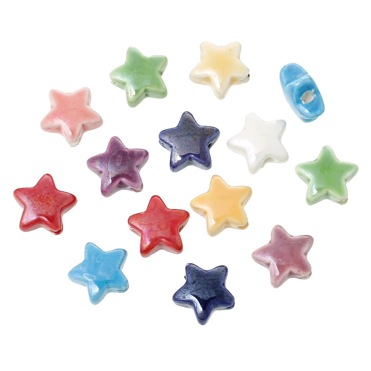 

Random Color Pentagram Star Ceramics Beads About 15mm x15mm For DIY Jewelry Findings Making Materials Handmade Supplies ,10 PCs