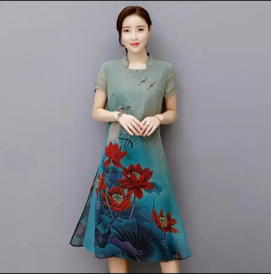 2019 платье с цветочным принтом асимметричное шелковое для женщин Бохо Harajuku