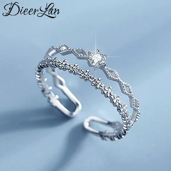 Bohemian Vintage Silver Color Zircon Layer Chain Rings for Women Wedding Jewelry Adjustable Rings Anillos 2021