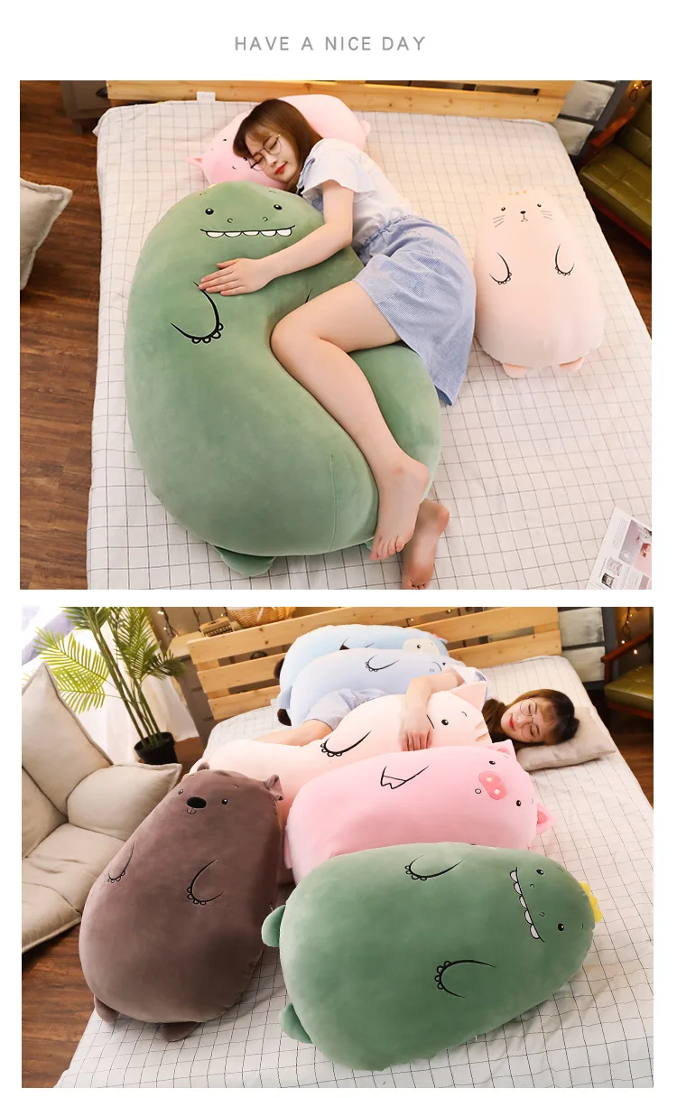 Brinquedos de Pelúcia Boneca de Dormir Dinossauro Travesseiro Bonito Porco Boneca Meninas Cama Segurando Uma Longo Almofada 70 cm 9 Brinquedos e hobbies