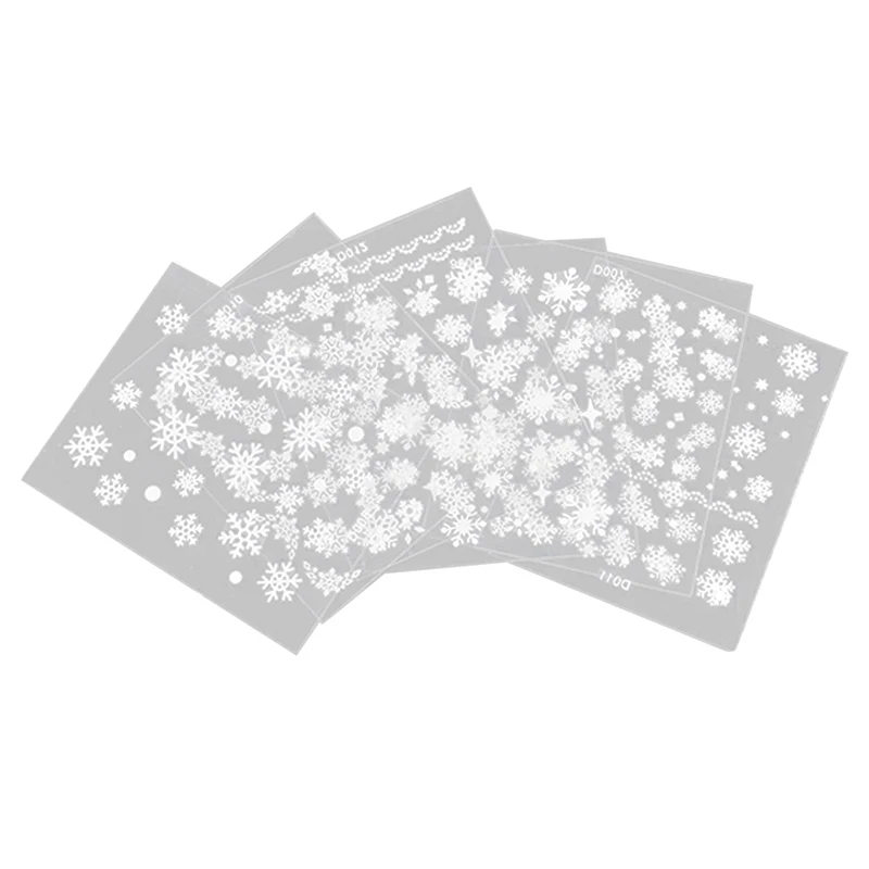 Fashion 6 Sheets Snowflake 3D Nail Art Stickers Decal Tip DIY Decoration