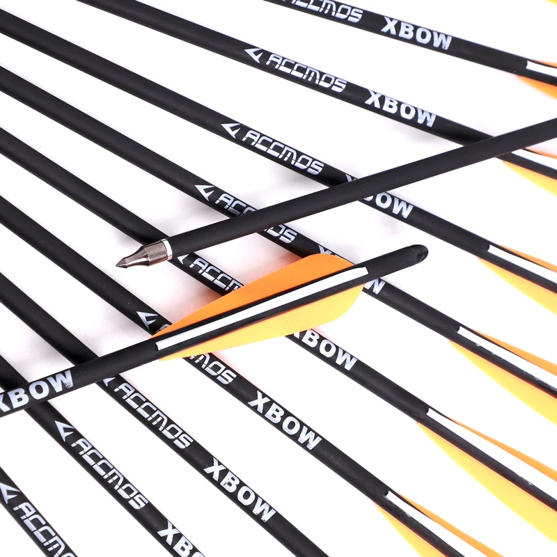 

12Pcs 16/20 Inches Archery Carbon Arrows 400 Spine OD 8.8mm with Orange Yellow Feather Crossbow Bolt Arrowhead for Hunting