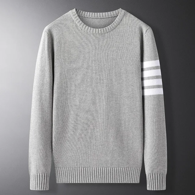 Woodvoice-suéter ajustado para hombre, ropa de punto de Color sólido con cuello redondo, ropa de calle, M-3XL, otoño