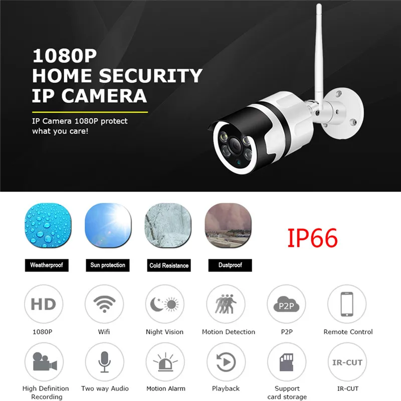 

1080P HD IP Camera Surveillance Wireless WIFI Home Security Camera APP Control Night Vision Two-Way Audio Outdoor Camcorder