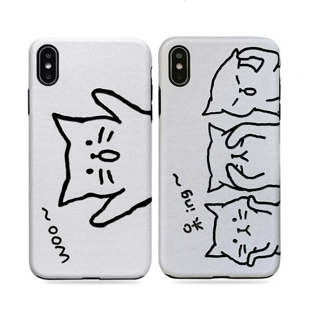 卡通蚕桑纹猫咪手机壳 1