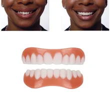 

Silicone Fake Teeth Cover Upper&lower False Tooth Dental Veneers Teeth Dentures Dentadura Postiza Completa Whiten Braces