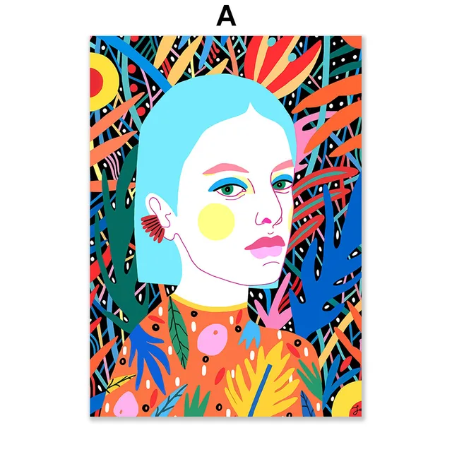 Abstract Dazzling Girl Lady boho Wall Art Canvas Painting Nordic Posters And Prints Wall Pictures For Living Room Salon Decor A
