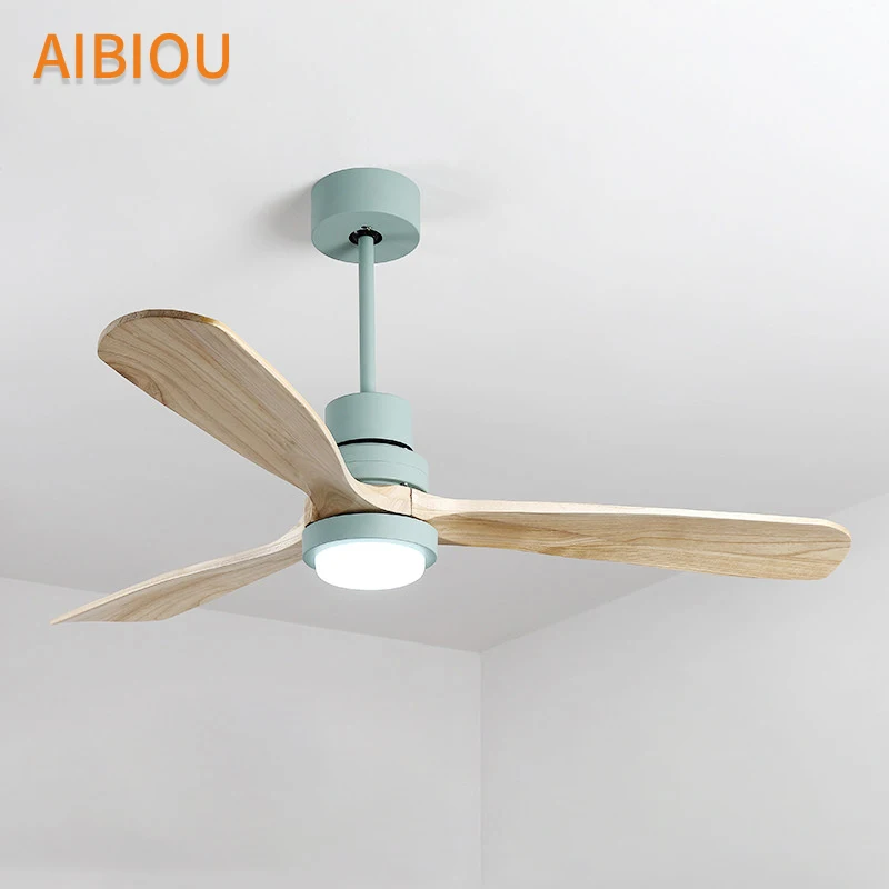 AIBIOU, скандинавский стиль, светодиодный потолочный вентилятор с подсветкой, пульт дистанционного управления, 220 В, потолочные вентиляторы для гостиной, столовая, дерево, вентилятор, освещение