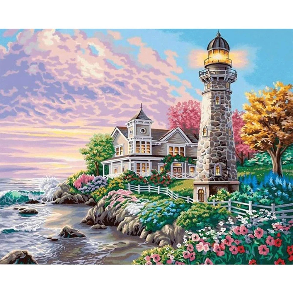 

Flower Landscape Printed 11CT Cross Stitch Embroidery Patterns Sewing Handiwork Painting Needlework Mulina Room Decor Different