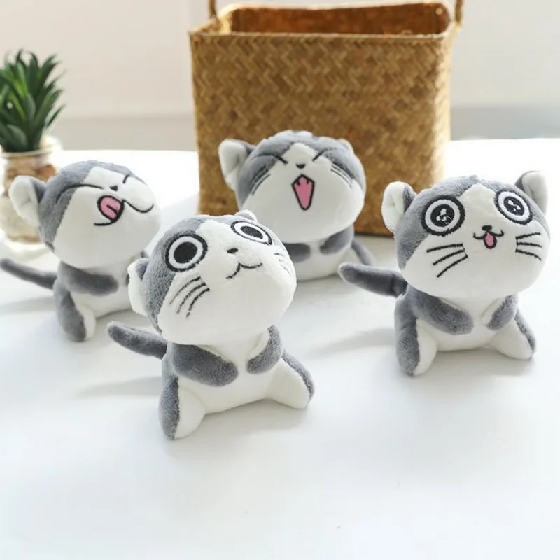 

New Plush Stuffed Toys 4designs, 9CM approx, cat Plush Stuffed dolls toys ; Key ring chain Plush cat kids Gifts