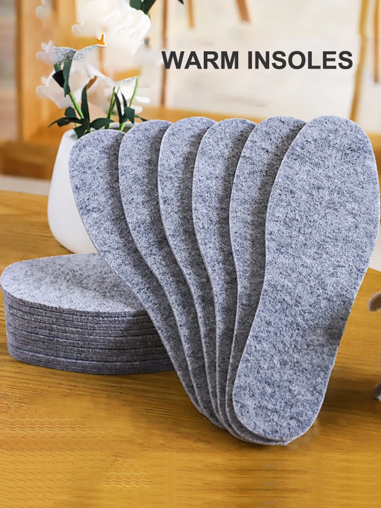 3 Pairs Thicken Warm Insoles Breathable Soft Skin-friendly Men Women Thermal Wool Felt Shoes Boots Pad Sole shoe insoles