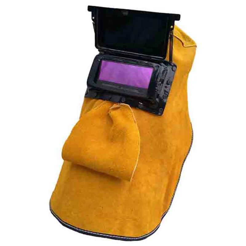 

Leather Welding Helmet Mask Solar Auto-Darkening Filter Lens Breathable Automatic Light Welder Security Protection Hood Helmet