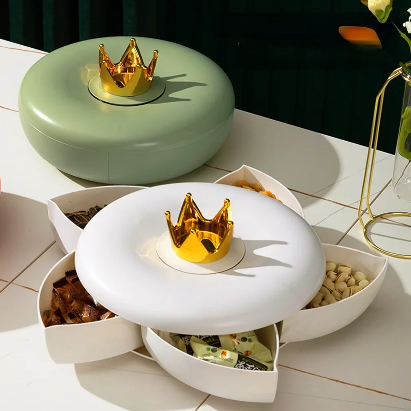 

Rotating dried fruit box household coffee table dried fruit tray simple modern candy box nut melon seeds dried fruit storage box