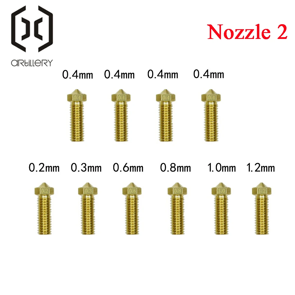 Artillery 3D 프린터, 오리지널 화산 깍지, 1.75mm 필라멘트용, 0.2mm, 0.3mm, 0.4mm, 0.6mm, 0.8mm, 1.0mm, 1.2mm