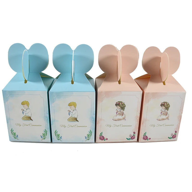 50pcs Light Pink Blue My First Communion Candy Boxes Girls Boys Gift Box Religious Baptism Party Festival Decoration Supplies | Дом и сад