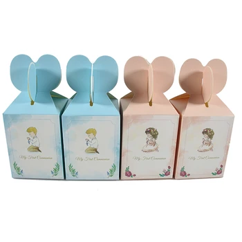 

50pcs Light Pink Blue My First Communion Candy Boxes Girls Boys Gift Box Religious Baptism Party Festival Decoration Supplies