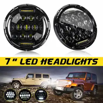 

2x 7" 75W Round 13 LED Car Headlights Hi-Lo Beam 12V 24V For Jeep Wrangler JK TJ Land Rover Toyota Land Cruiser