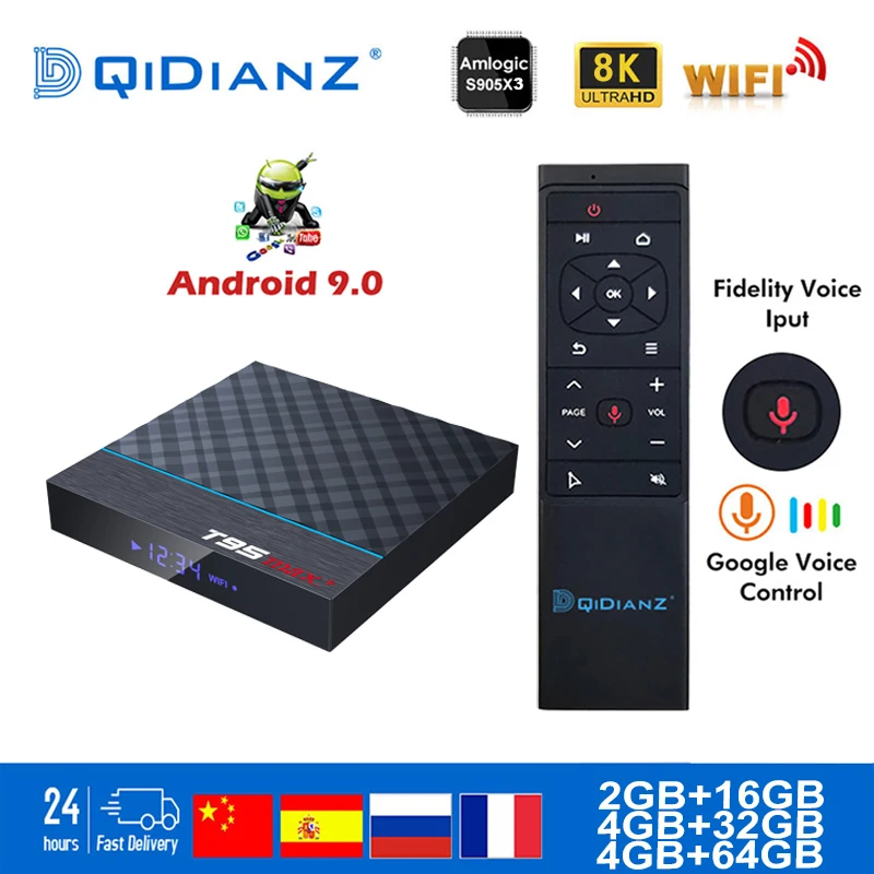Смарт ТВ-приставка t95max+ Android 9,0 Amlogic S905X3 8k Netflix Plex медиа-сервер Play Store бесплатное приложение телеприставка PK HK1MAX H96