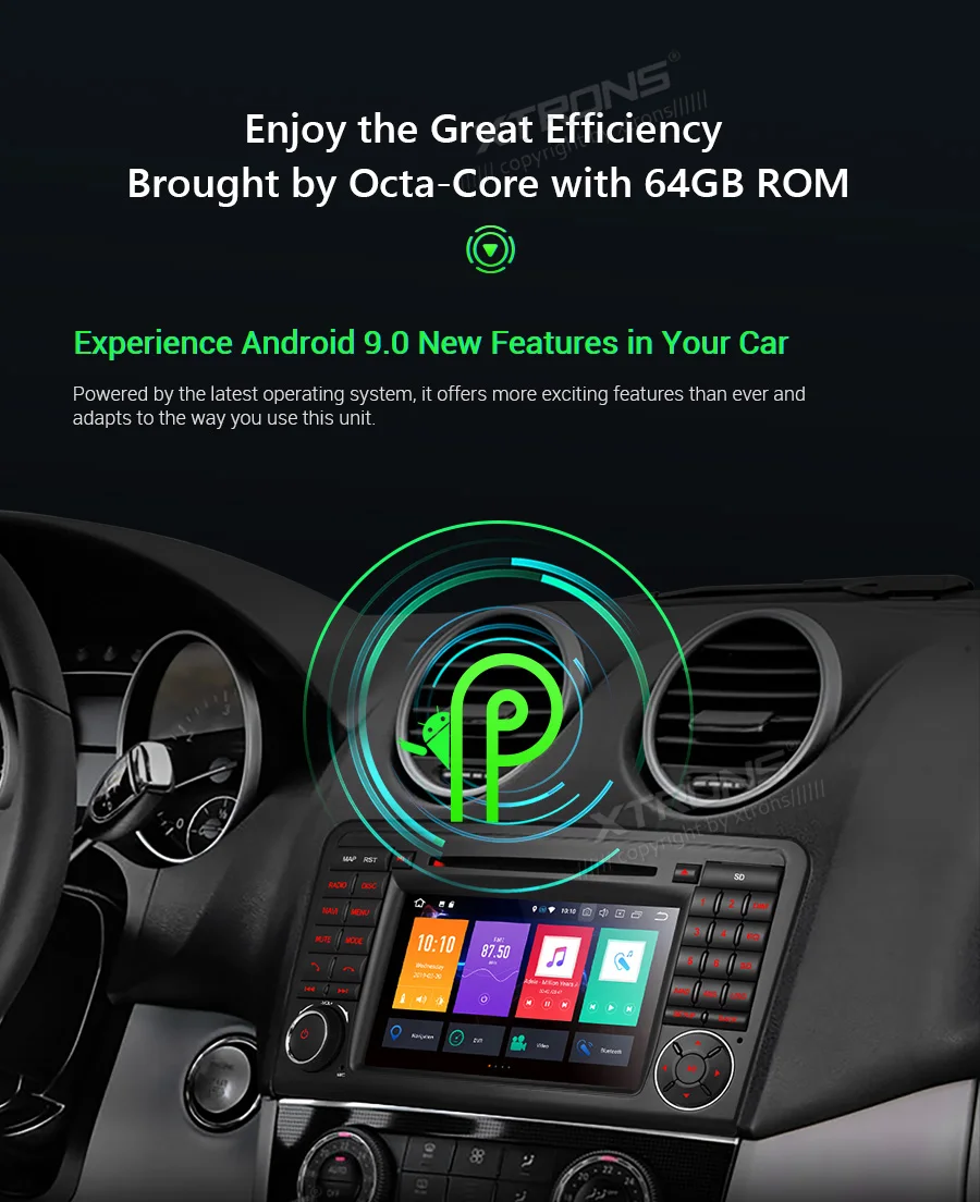 Top XTRONS 7"Android 9.0 Octa Core 4GB RAM 64GB ROM Car DVD Player Multimedia GPS System TPMS SWC for Mercedes Benz W164 2005-2012 5