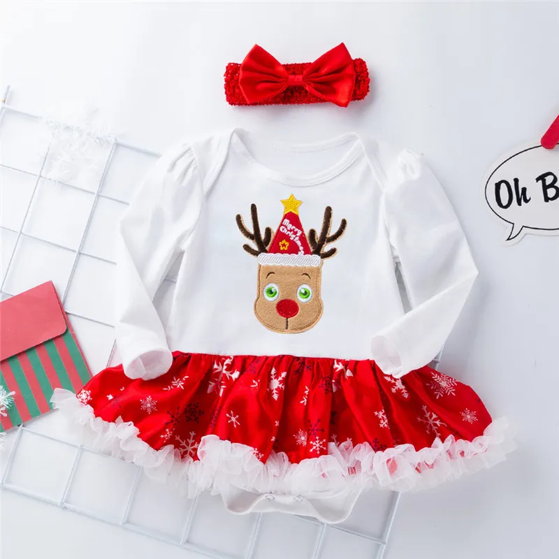 Рождественское платье одежда для малышей платье для девочек Рождественские костюмы для новорожденных Санта Клаус от 0 до 3 месяцев Детские платья Детский комбинезон для малышей