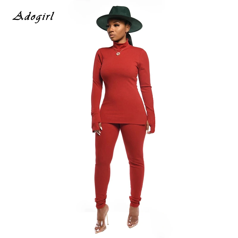 

Turtleneck Hoodie Knitted Suit Autumn Winter Pullover Top With Pencil Pants Two Piece Set Sexy Bodycon Outwear Club Tracksuit