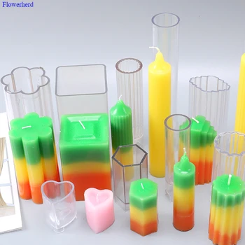 

DIY Handmade Model Cylindrical Transparent Model Scented Candle Geometric Shape Building Block Heart-shaped Striped Candle Mold