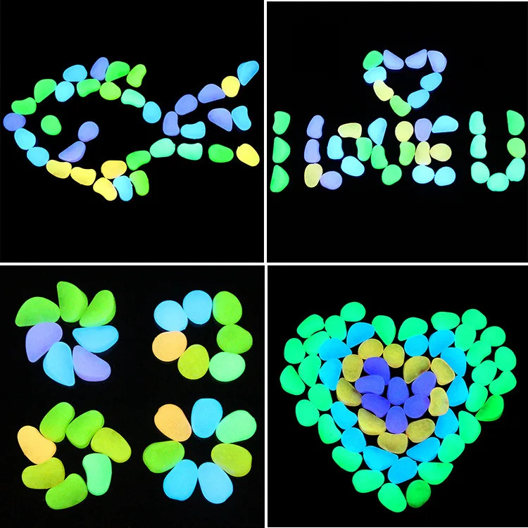 50Pcs Glow in the Dark Garden Decor Luminous Stones Outdoor Fish Tank Decoration Pebble Rocks Aquarium Decorative Pebbles 2
