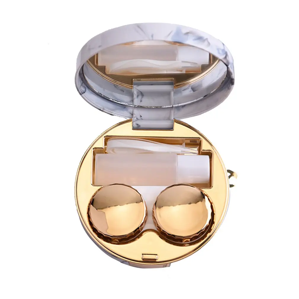 

Marble Pattern Plastic Material Model Number 058 Contact Lens Case Plating Beauty Case Invisible Mate Box