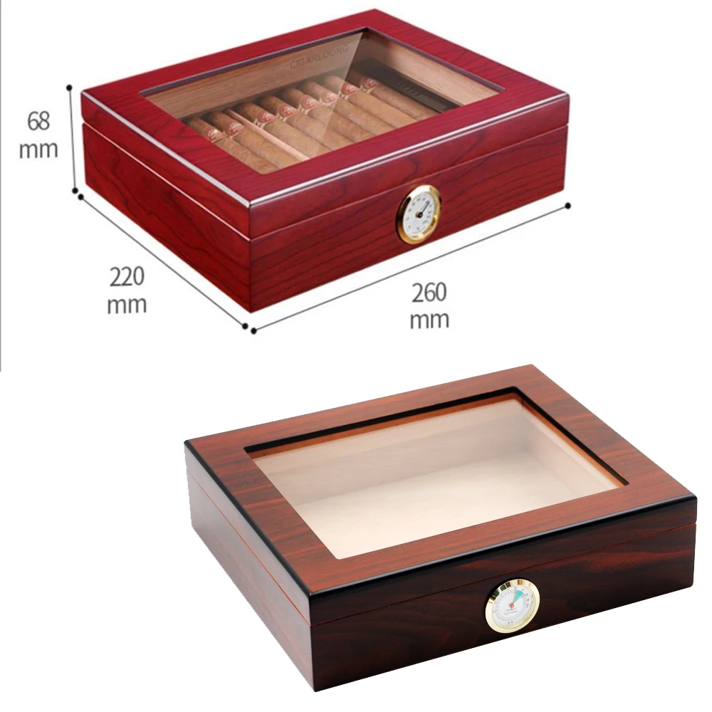 

2 Colors 20 Cigars Storage Box Cedar Wood Humidor With Humidifier Hygrometer Portable Cigarette Case Men's Smoking Accessories