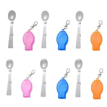 

6pcs Tableware Stainless Steel Picnic Fork Spoon Outdoor Folding Dining Tool Barbecue Tableware Mountaineering Travel Equipment