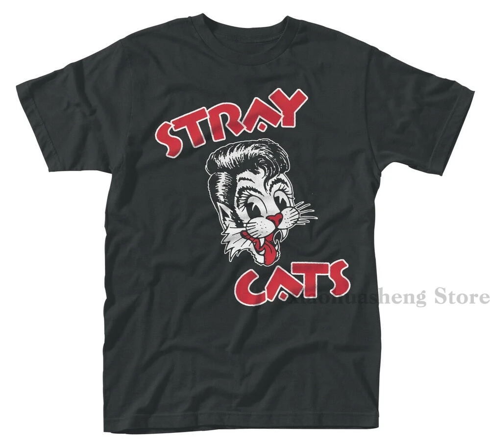 Футболка с логотипом Stray Cats-новая и официальная! хлопок мужская футболка Женские топы футболки с круглым вырезом с коротким рукавом Забавные футболки