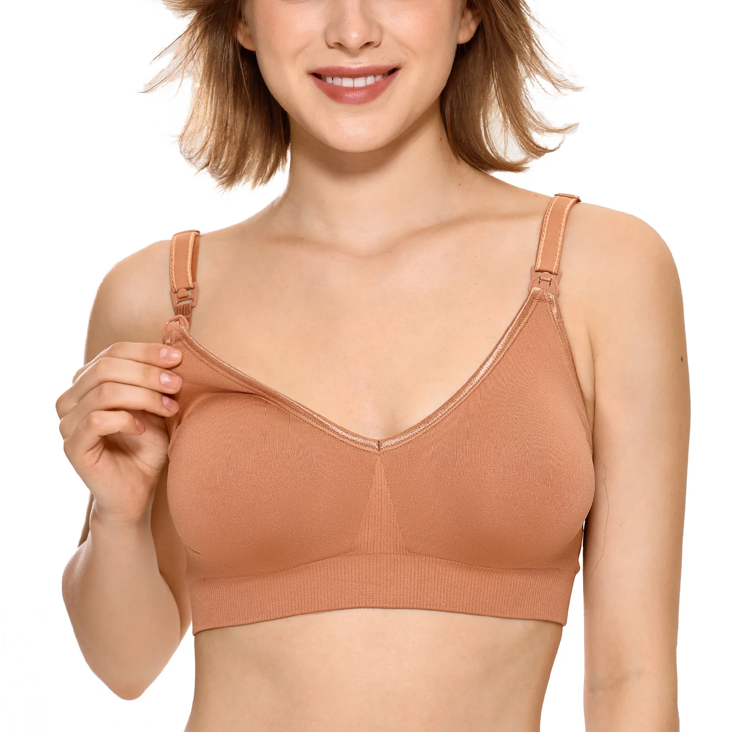 Sun Kissed04 Gratlin Women's Comfort Support Maternity Wirefree Seamless Nursing Bra - Color: Sun Kissed04