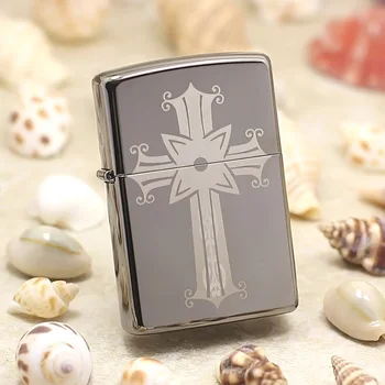 

Genuine Zippo oil lighter copper windproof Tetragonal star Cross cigarette Kerosene lighters Gift With anti-counterfeiting code