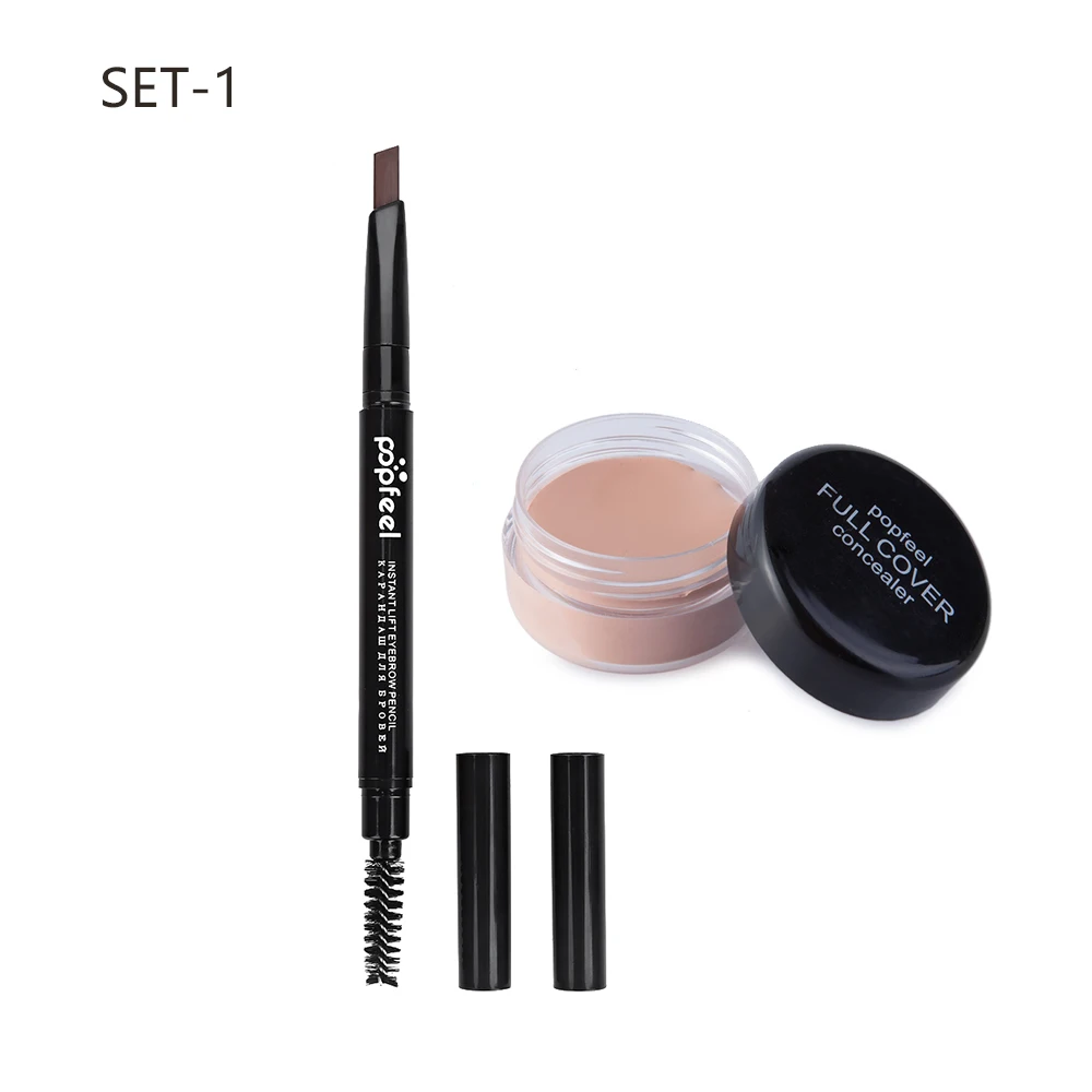 

POPFEEL 5 Color Eyebrow Pencil Waterproof Long Lasting+Concealer Hide Blemish Cover Dark Circles Makeup Base Moisturizer Primer