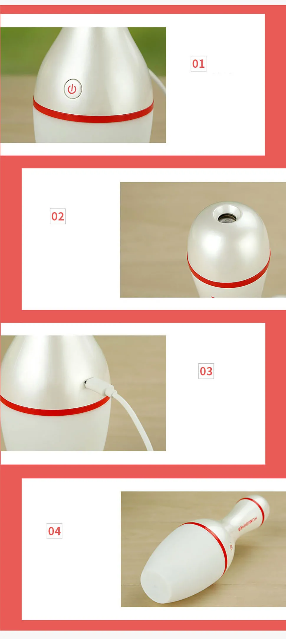 Usb Air Humidifier Ultrasonic Aroma Essential Oil Diffuser 150Ml Colorful Bowling Humidifier Vehicle Car Aromatherapy