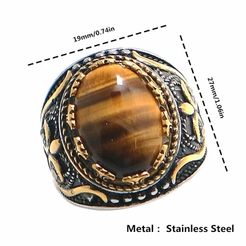 

316L Stainless Steel Cool Punk Gothic Vintage Stone Tibet Ring