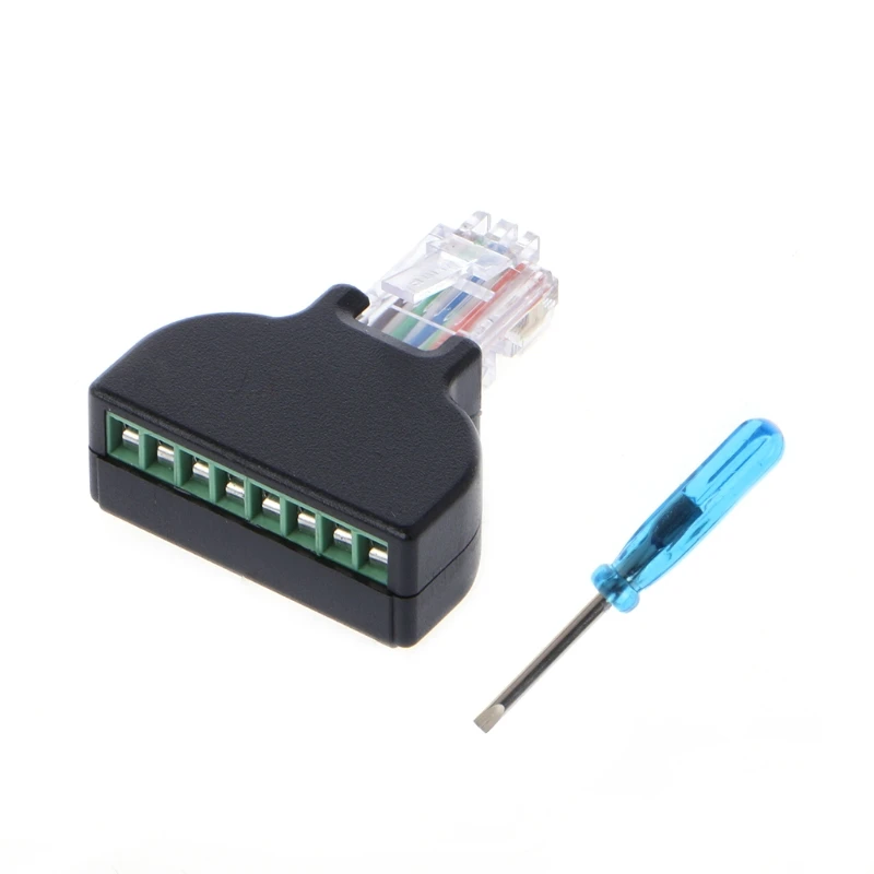 RJ45 Ethernet Male To 8 Pin AV Винтовая клемма адаптер Блок преобразователя Plug CCTV