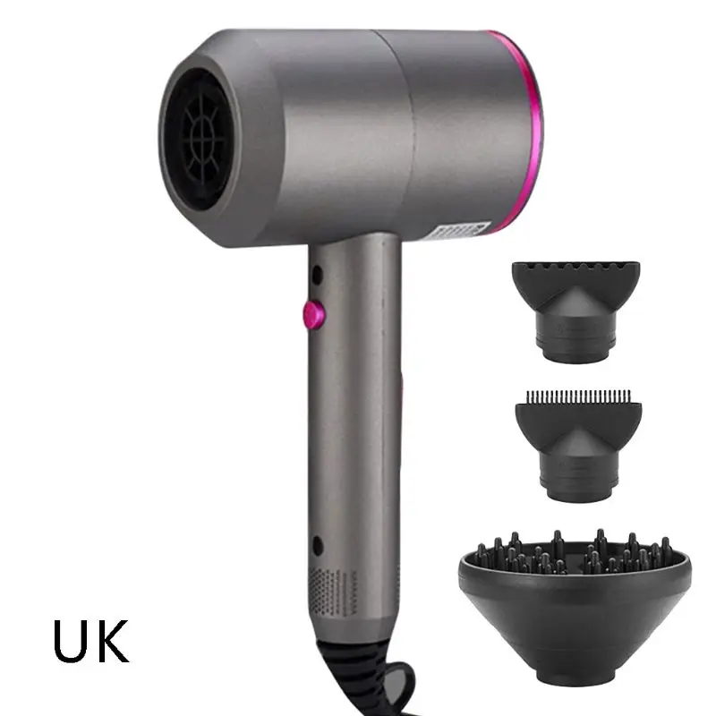 Gray-UK Профессиональный фен для волос, высокая мощность, инструменты для укладки, фен, горячий и холодный фен, 110-240 В, машина, молоток, Фен - Цвет: Gray-UK