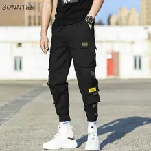 Брюки карго мужские размера плюс овери размер Новое поступление свободные по щиколотку черные спортивные брюки мужские s брюки уличная шнурок шик