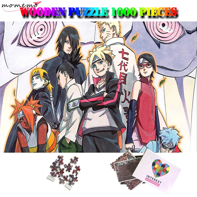 MOMEMO BORUTO деревянные головоломки 1000 штук мультфильм аниме головоломки Наруто следующие поколения головоломки игры взрослые Сборка игрушки