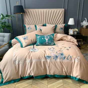

Luxury Classical Flower Embroidery 800TC Egyptian Cotton Bedding Set Queen King Duvet Cover Bed Sheet Pillowcases Home Textiles