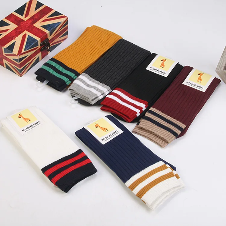 

Children Sport Tube Long Stockings Striped Solid Cotton Baby Girls Soccer Baseball Piles High Over Knee Kids Hockey 5pairs/lot