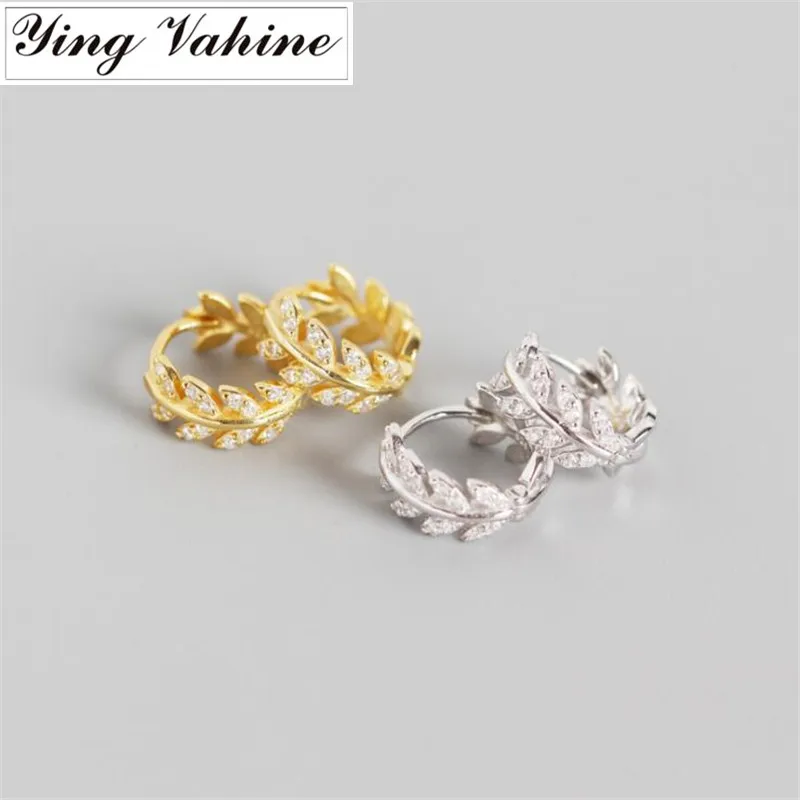 Ying Vahine 100% 925 пробы серебряные изысканные серьги-гвоздики с оливковыми листьями