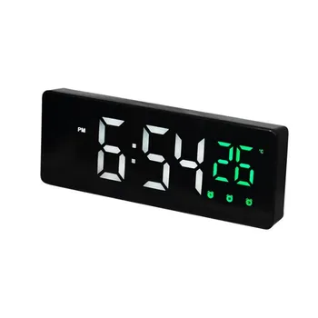 

Mirror Alarm Clock LED Digital Clock 3 Alarms Voice Control Snooze Time Temperature Display Reloj Despertador Table Clock