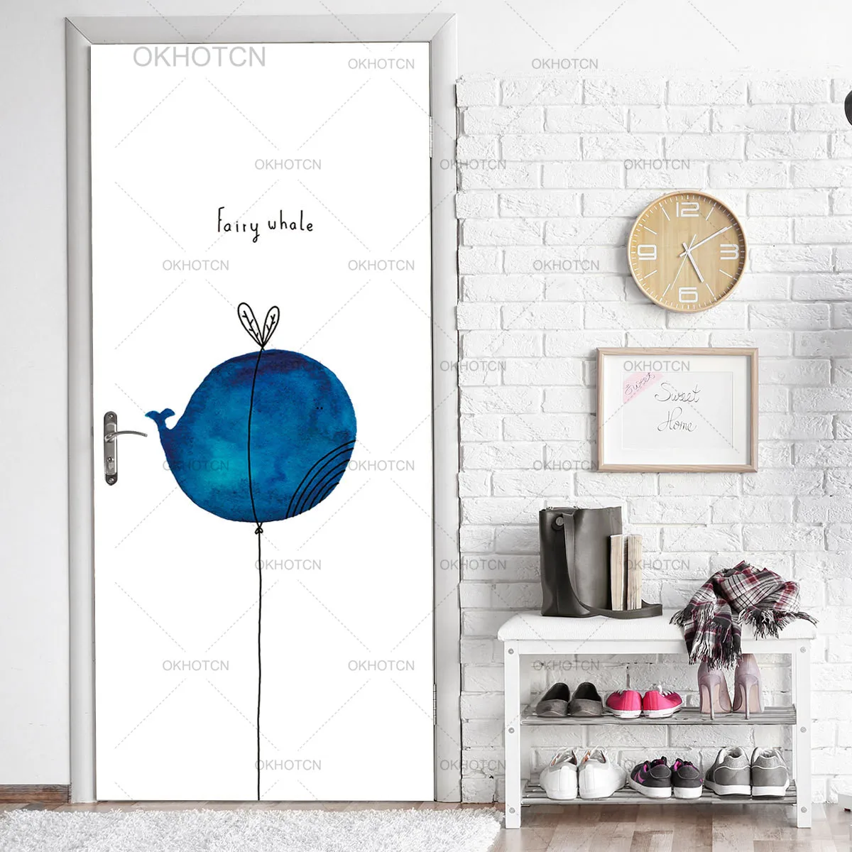 Мультяшная дверь наклейка шар в форме дельфина Детская Наклейка для украшения