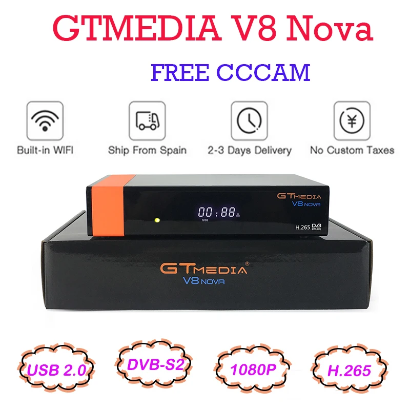 DVB-S2 GTmedia V8 Nova Cccam Cline спутниковый ТВ приемник встроенный Wi-Fi мощность по Freesat V8 супер 2 года Европа Cline cccam коробка