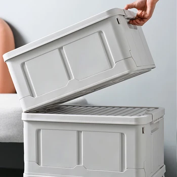 

Multi-purpose Storage Case Plastic Desktop Organizer Foldable Clothes Toys Books Box Vehicle-mounted Container Home Grey White