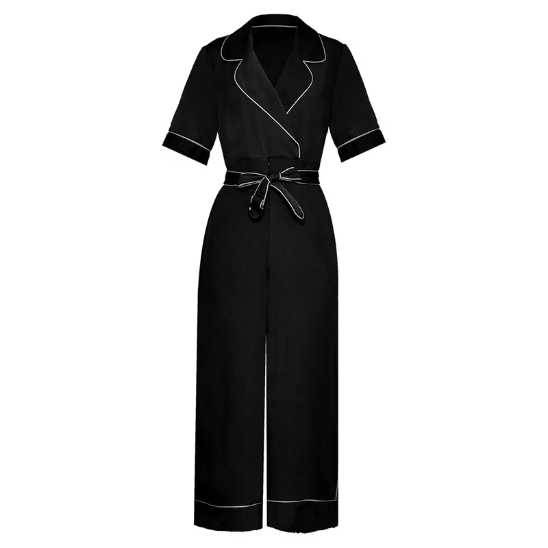 HIGH STREET новейшая мода дизайнерский комбинезон женский короткий рукав зубчатый воротник пояс Комбинезон